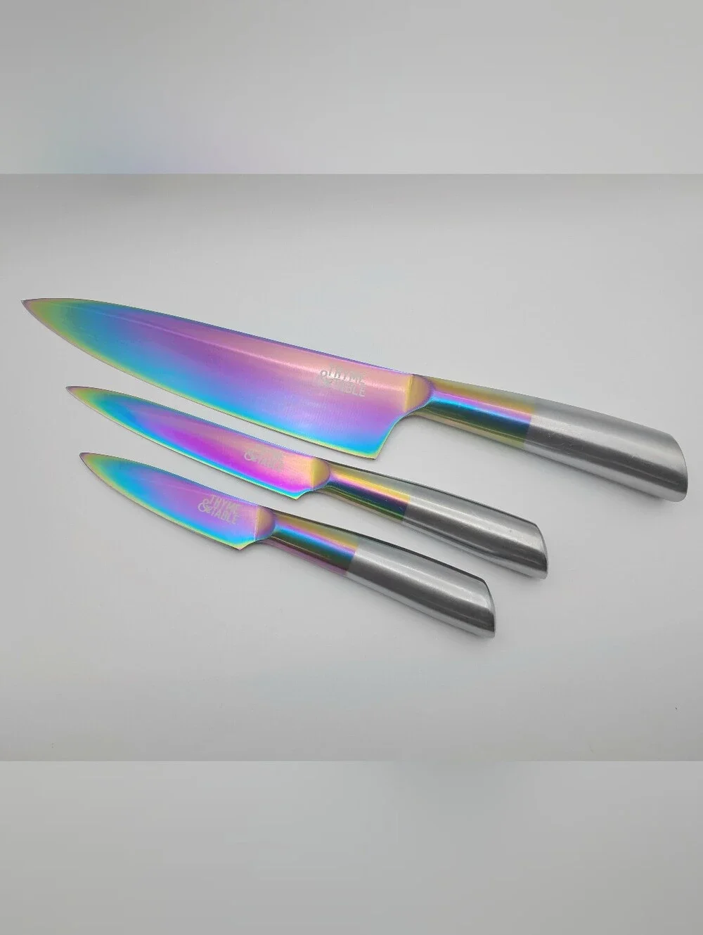 Rainbow Solid Stainless Steel Knife Set with Black Sheaths Thyme & Table Cutlery